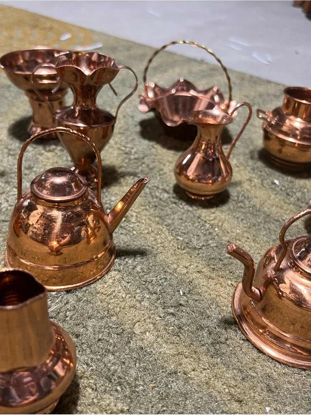 Miniature Copper-Colored 12 Piece Decorative Set - Copper Finish